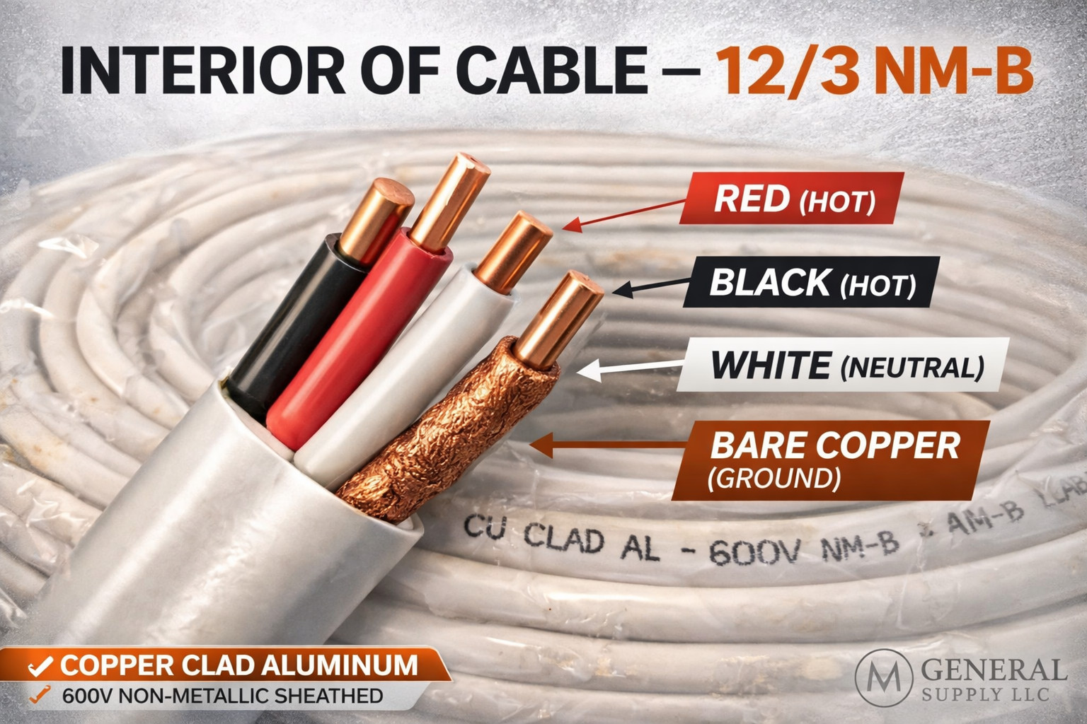 Copperweld 12 AWG 3-Conductor NM-B Copper-Clad Aluminum Building Wire 250 ft