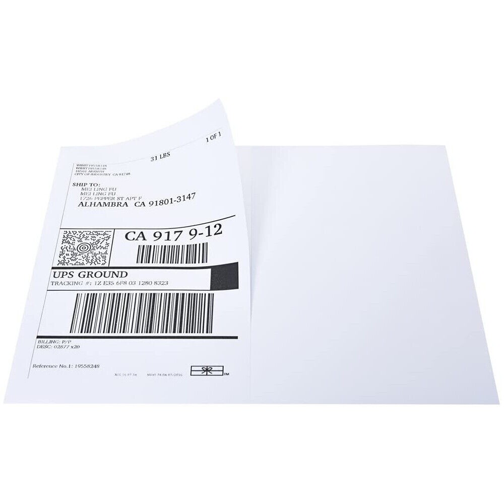 50 Shipping Address Labels Blank 8.5″x5.5″ Half Sheet Self Adhesive 2 Per Sheet
