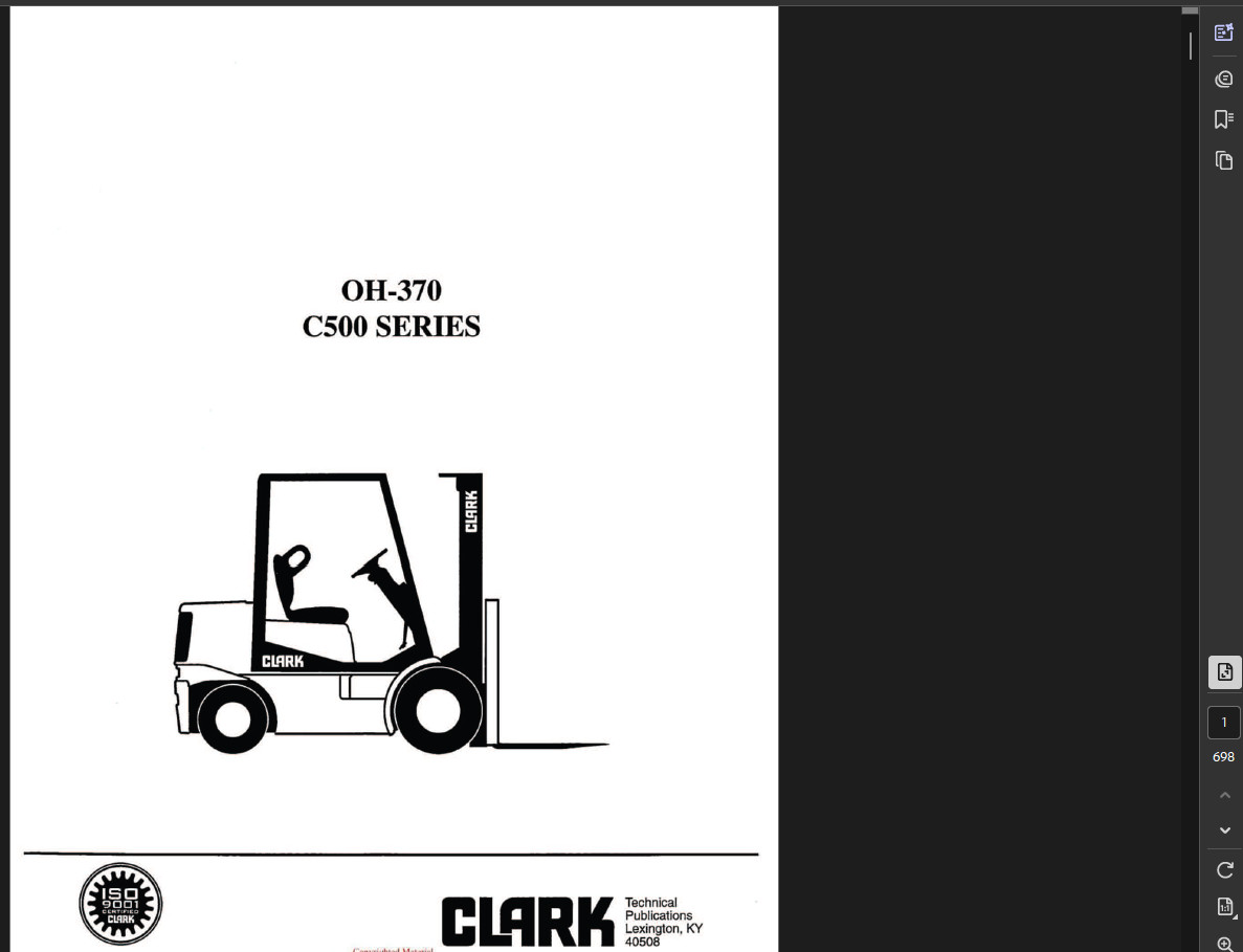 CLARK C500 Y70 FORKLIFT OPERATORS SERVICE REPAIR SHOP MANUAL PDF USB