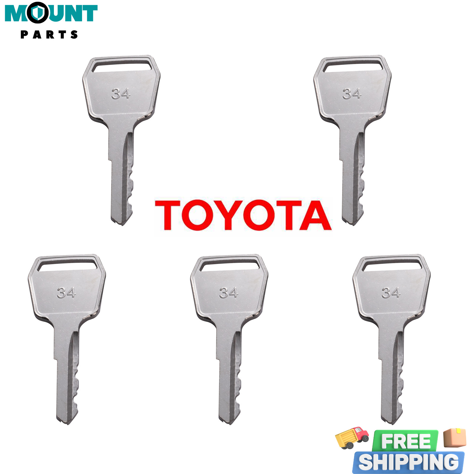 5X Keys Toyota Equipment Forklift Ignition Keys for Older Model Lifts