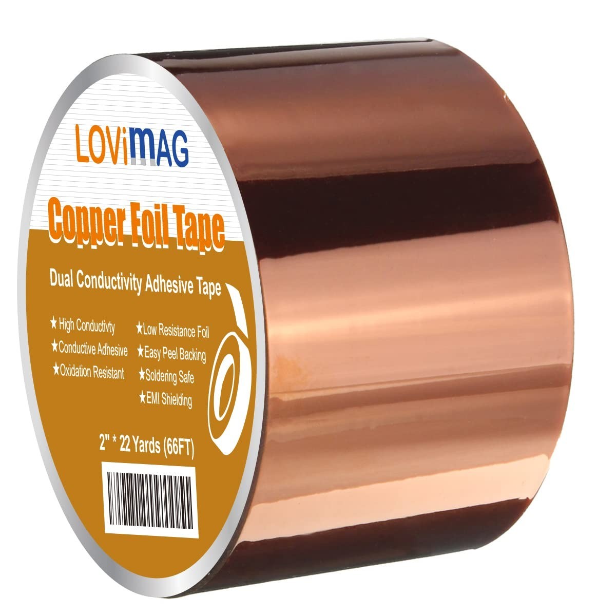 Copper Foil Tape 2″ x 66ft – Conductive Adhesive for Guitar, EMI Shielding, Craf