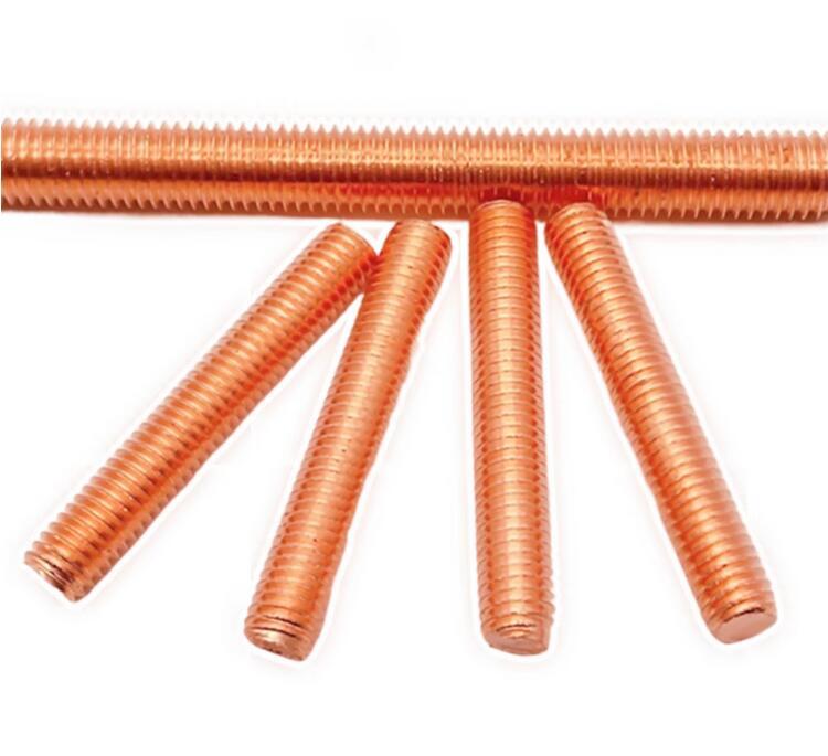 M4 M5 M6 M8 M10 M12 Pure Copper Threaded Rods Metric Thread Stud Bolts