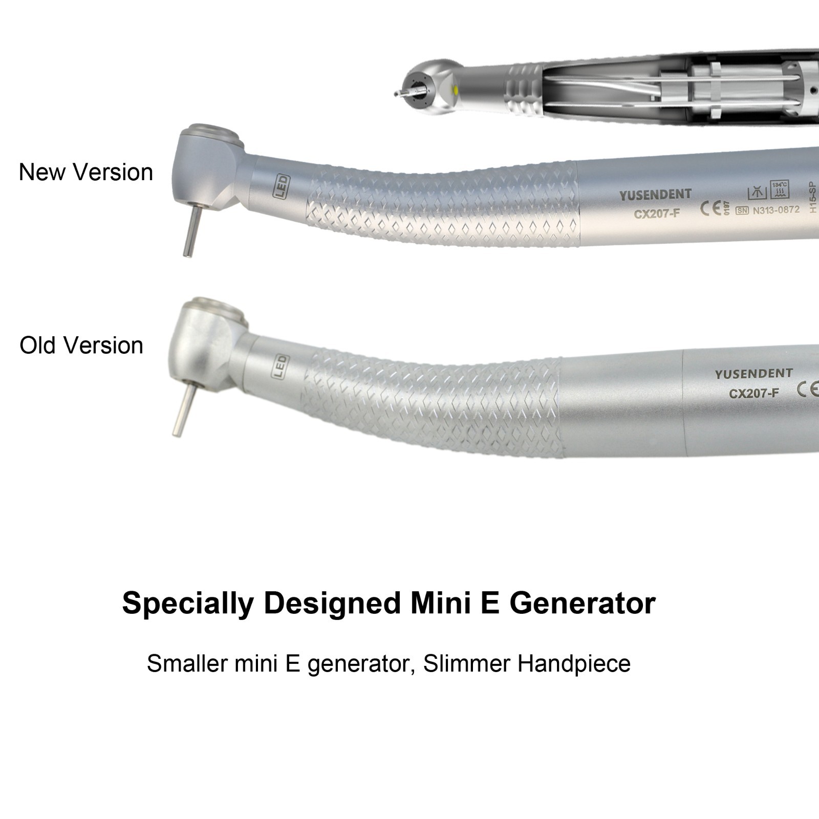COXO Dental High Speed Handpiece 4 Hole LED Turbine E Generator Mini Head CX207