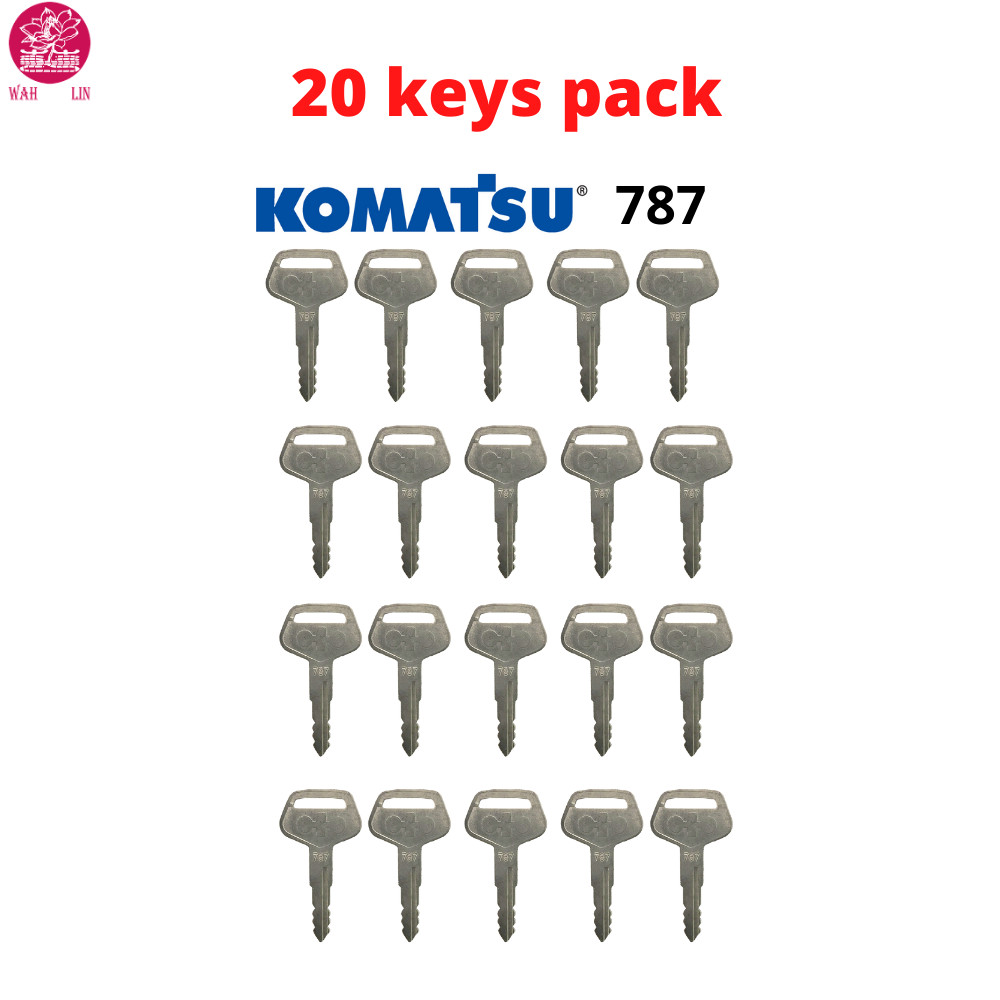 20 Pcs Pack Komatsu 787 Logo Heavy Equipment Keys, Excavator, Dozer, Loader Key