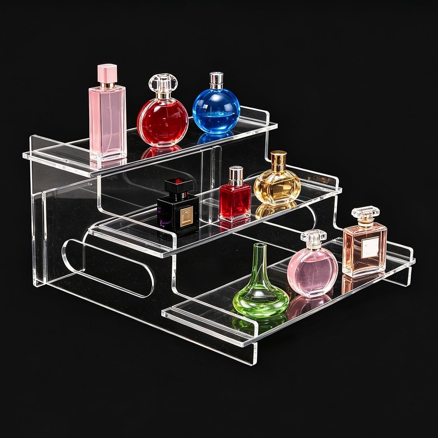 Clear Acrylic Display Risers – 3-Tier Shelf Stand for Cupcakes, Perfume, Figu…