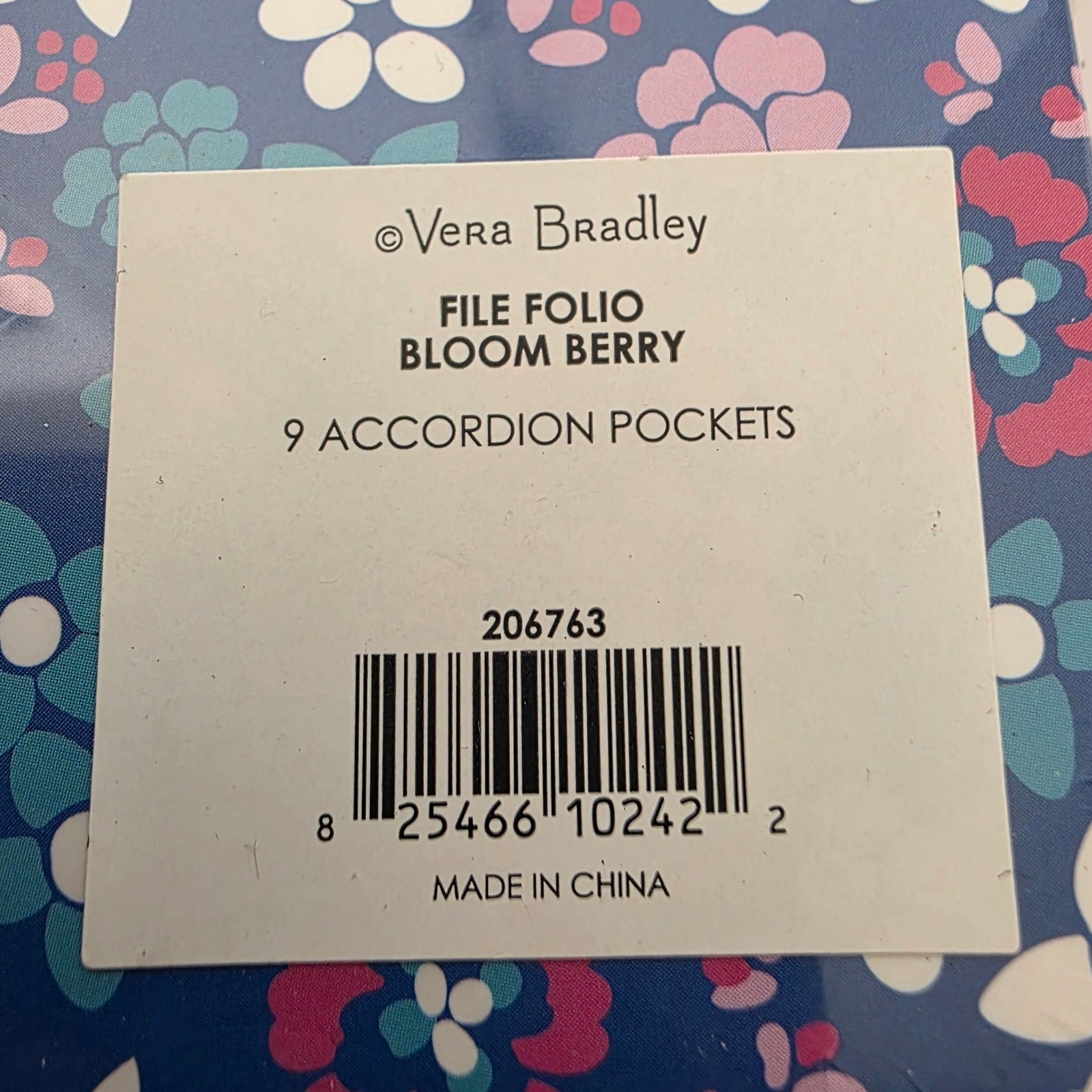 NEW Vera Bradley Staples Bloom Berry File Folio 9 Pocket Accordion Organizer