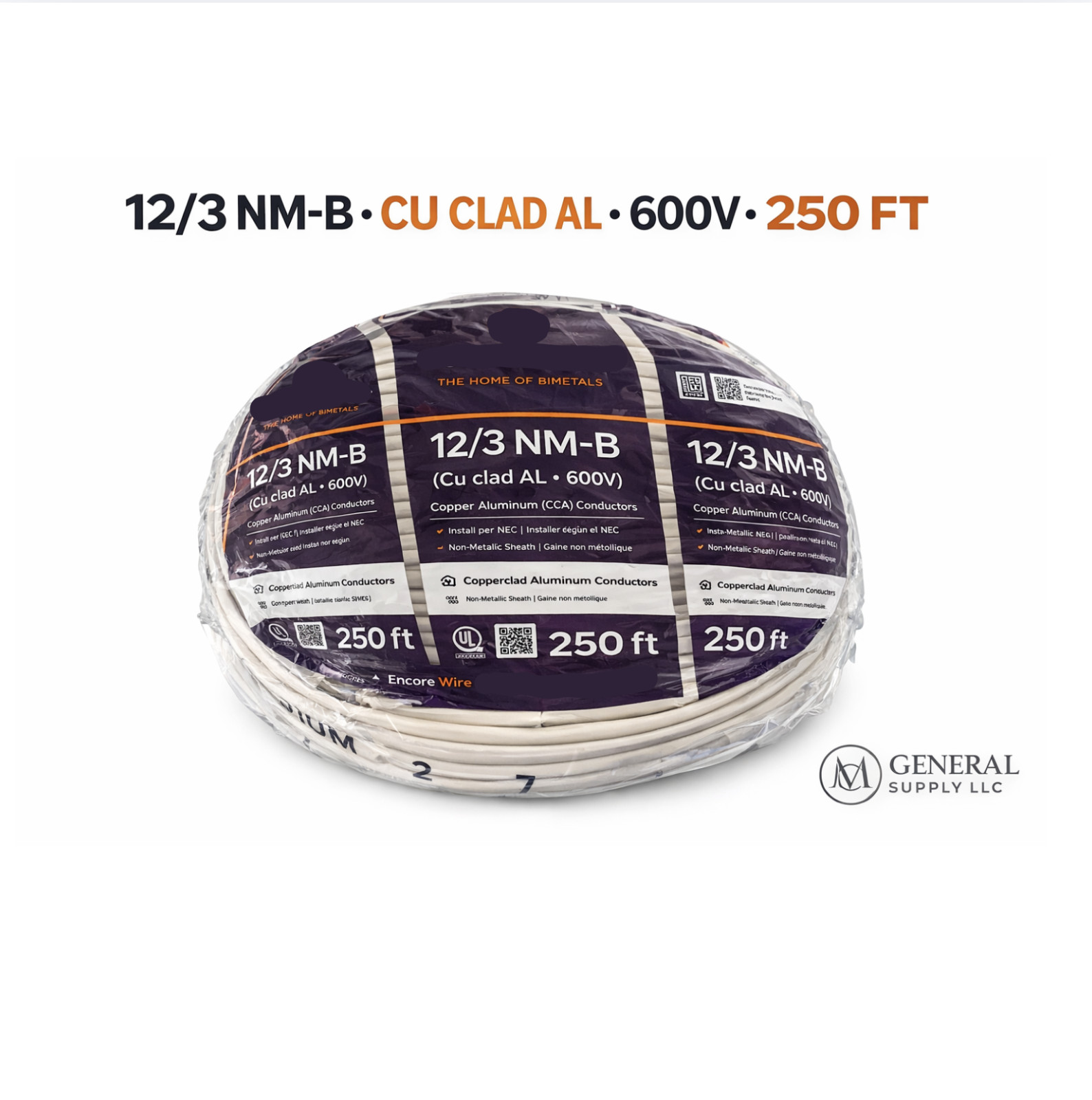 Copperweld 12 AWG 3-Conductor NM-B Copper-Clad Aluminum Building Wire 250 ft