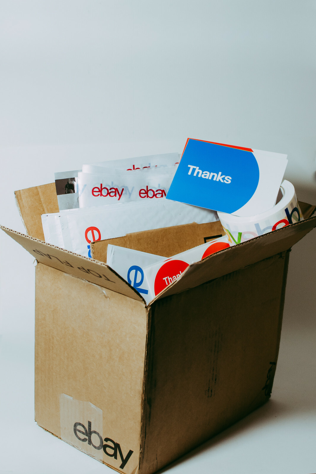 39 Ebay Branded Shipping Supplies STARTER KIT Box Envelopes Tape Tissue Postcard