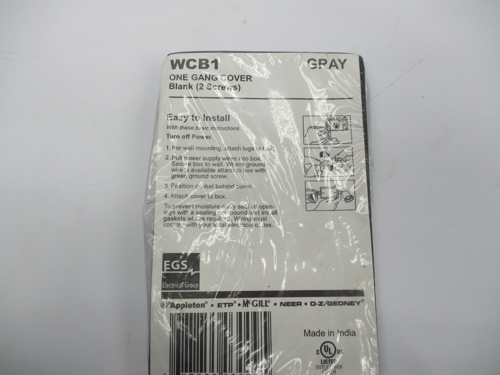 EGS ELECTRICAL GROUP WCB1 BLANK GANG COVER W/2 SCREW ASSEMBLY NSMP