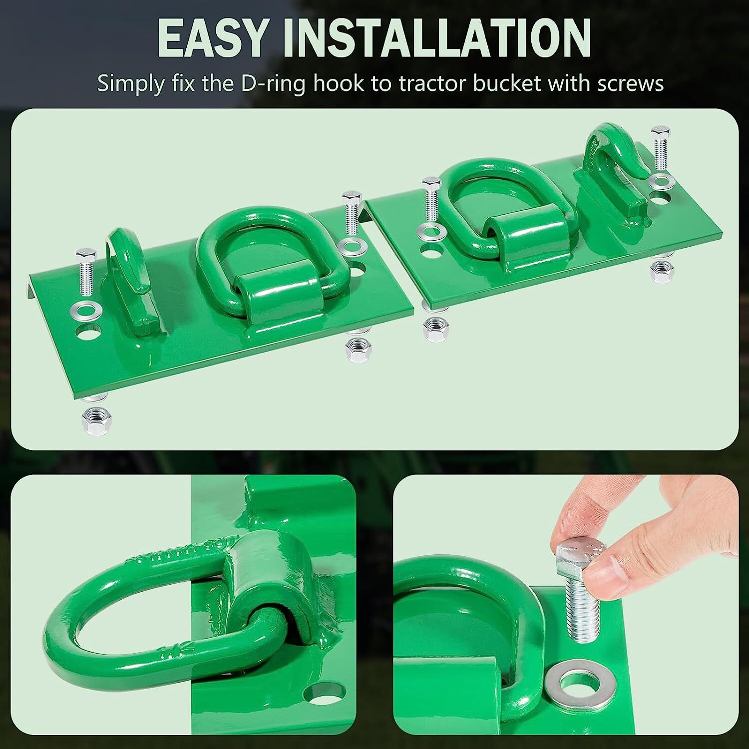 Grab Hooks D Rings Bolt on For John Deere Compact Tractor 1025R 2032R 3320 2520