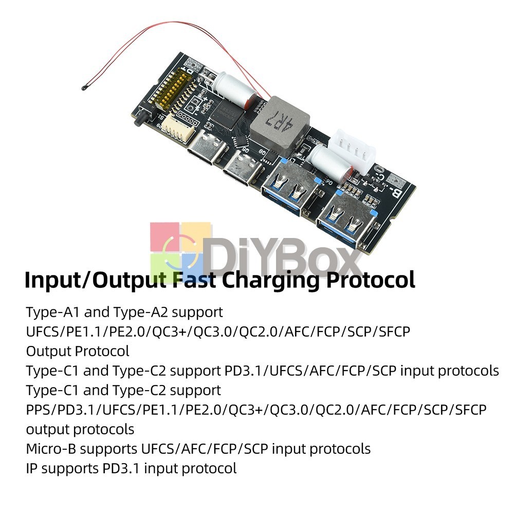 100W Bidirectional Fast Charge Power Bank Module TFT Color Display Motherboard