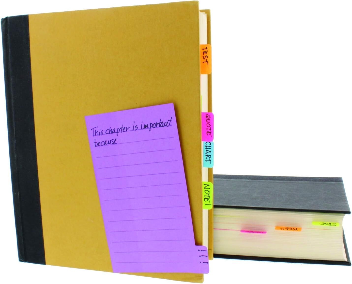 Assorted Neon Color Tabbed Notebooks: 4×6” Lined Self-Stick Notes, 6 Count
