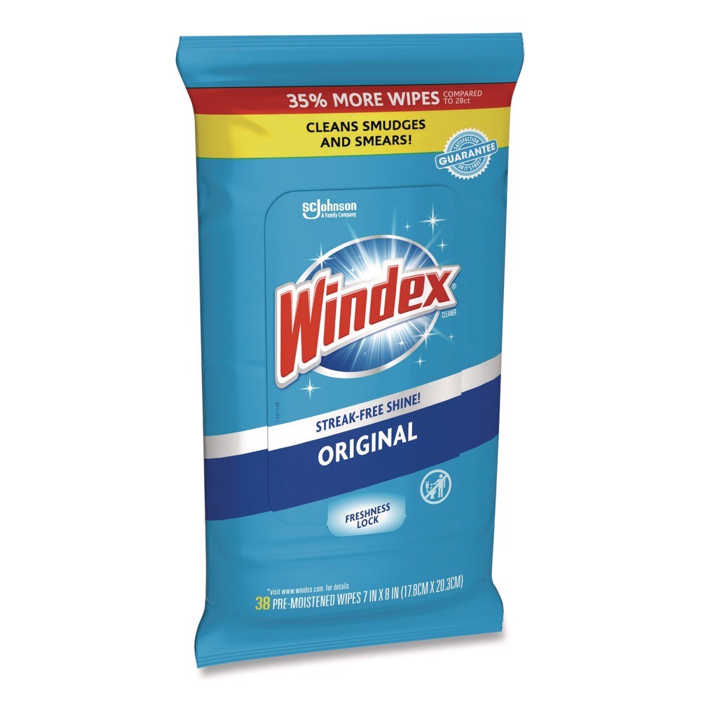 Windex 378032 7″ x 8″ Glass and Surface Wet Wipe – Unscented/White (12/CT) New
