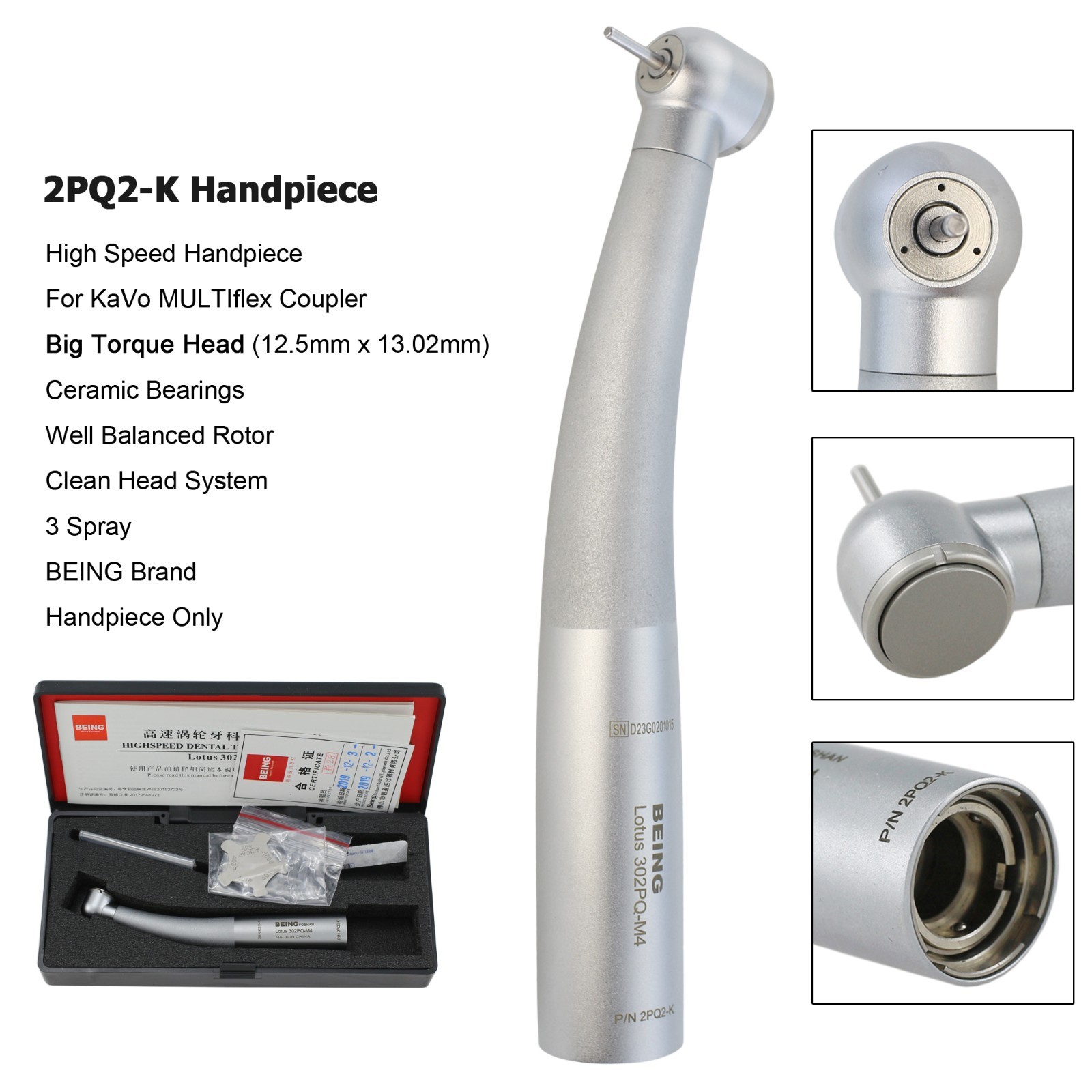 BEING Dental High Speed Turbine Handpiece Fiber Optic For KaVo MULTIflex Coupler
