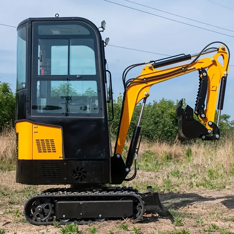 Enclosed cab 1.2Ton Mini Excavator With 9 Attachments Kit 13.5hp Mini Digger