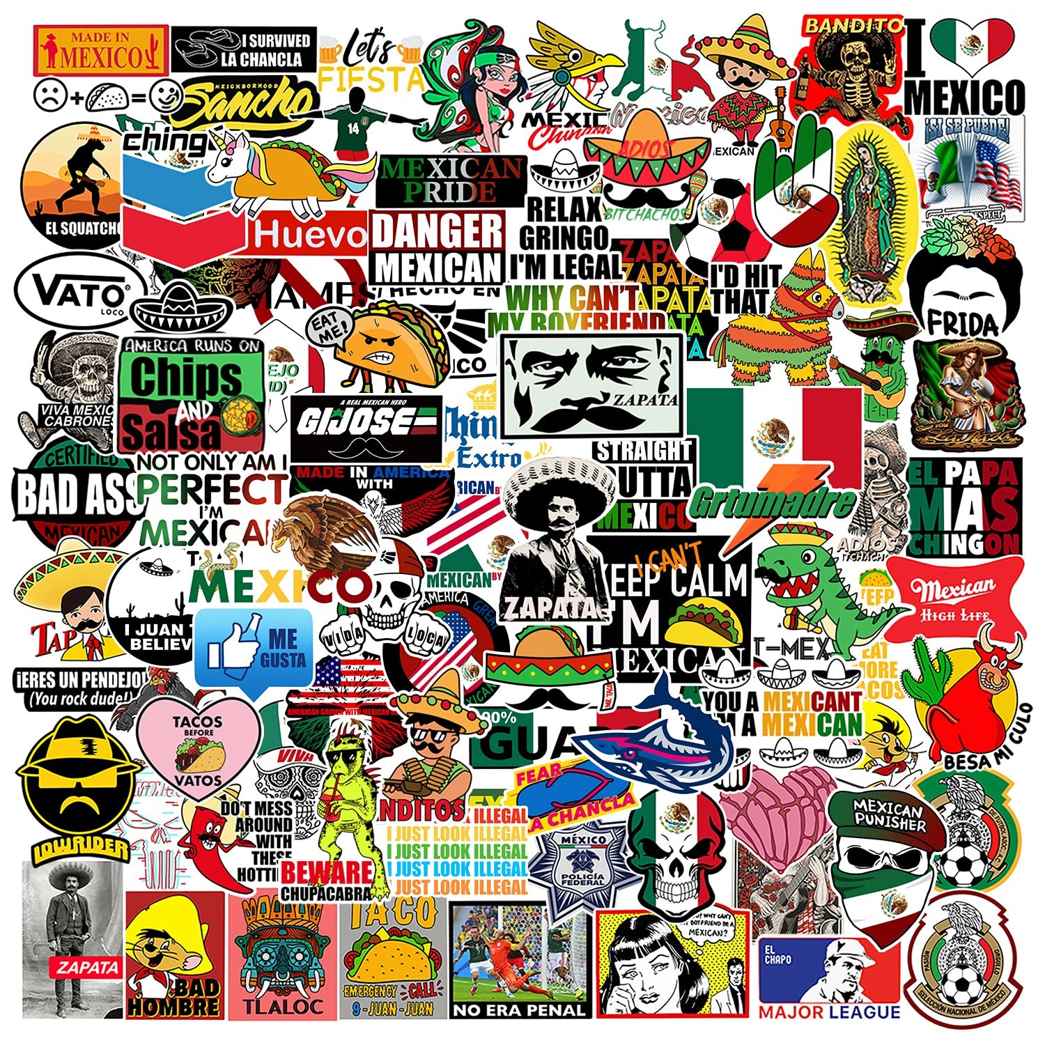 100pcs Mexican Hardhat Stickers, Funny Vinyl Mexico Tool Box Stickers, Design…