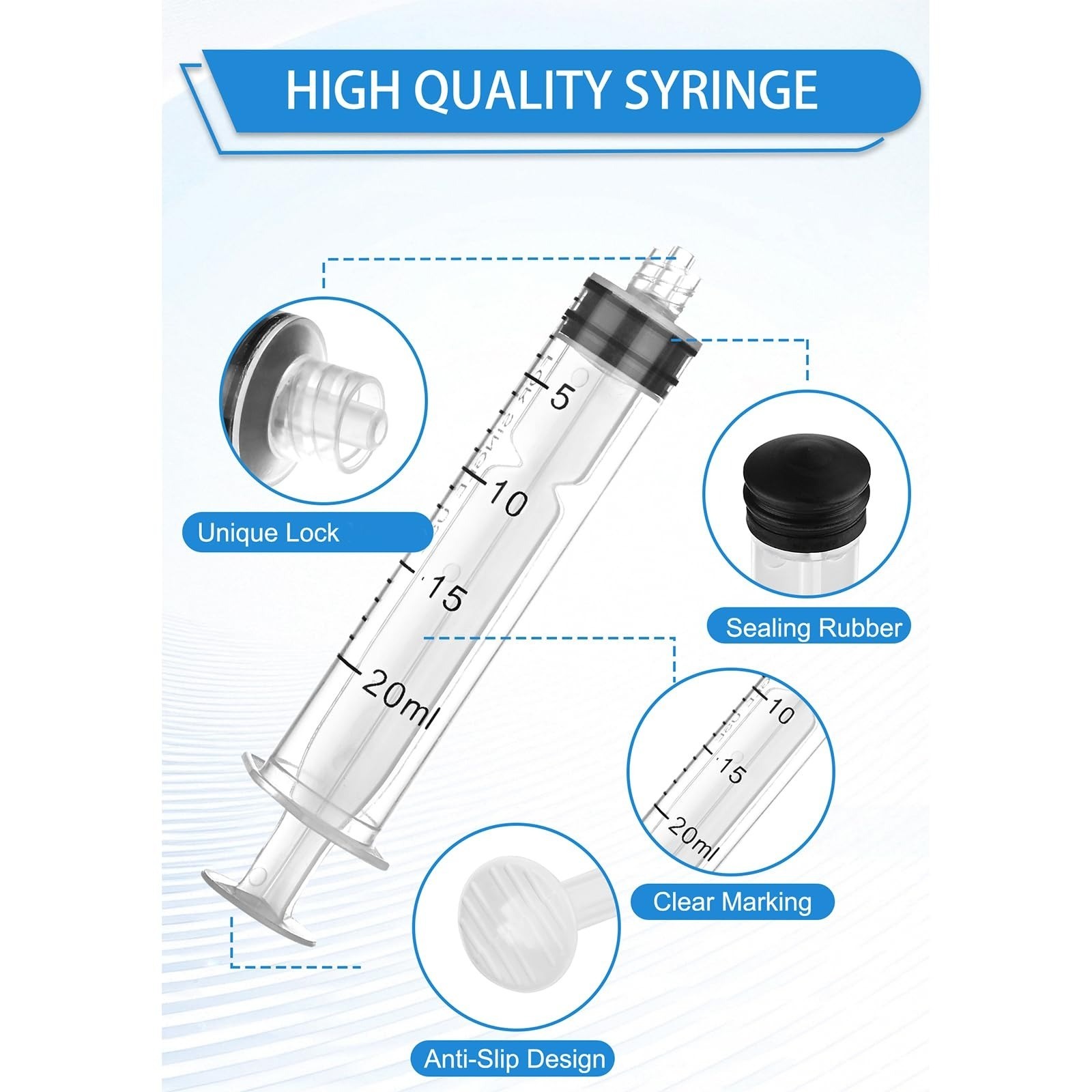 Luer Lock Syringe 20ml – Sterile Disposable Syringe Pack of 10
