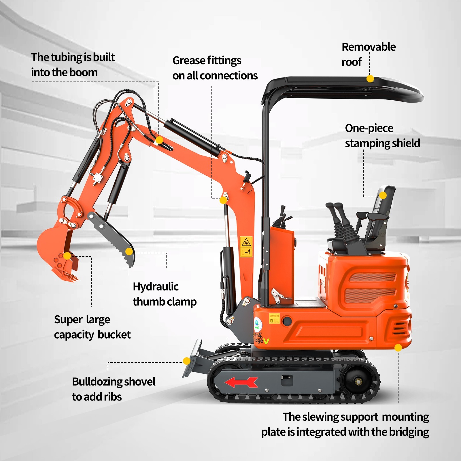 13.5HP 1 TON Mini Excavator B&S EPA Engine Hydraulic Thumb Digger, Free Shipping