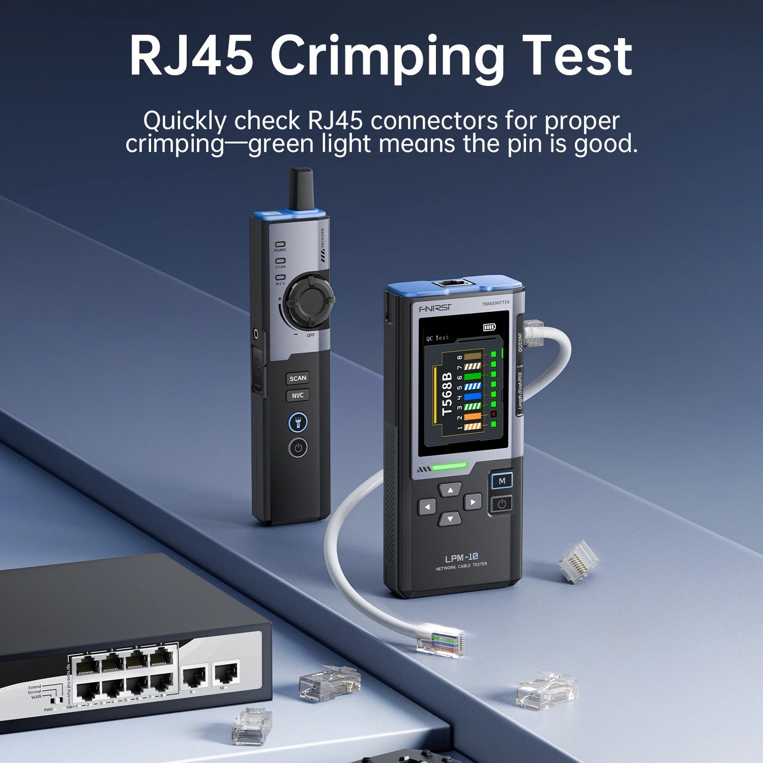 FNIRSI LPM-10A Network RJ45 /RJ11 Line Finder Cable Tracker Tester POE Detection