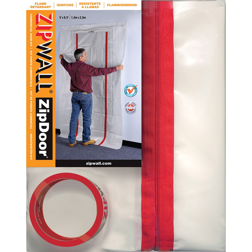 ZipWall ZDC ZipDoor Commercial Door Kit Flame Retardant 4mil 4×8