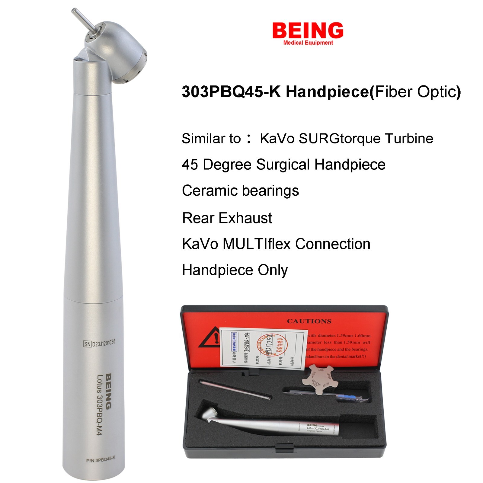 BEING Dental 45 Degree Surgical Handpiece High Speed Kavo NSK Coupler 4 6 Hole