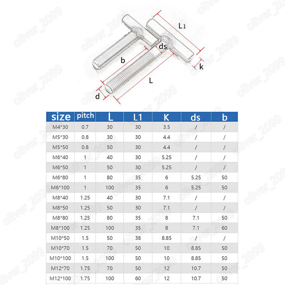 304 Stainless Steel T-Shaped Screws Welding Screws M4 M5 M6 M8 M10 M12