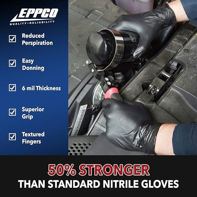Grease Bully Nitrile Gloves – 6MIL – Black – 1 Box