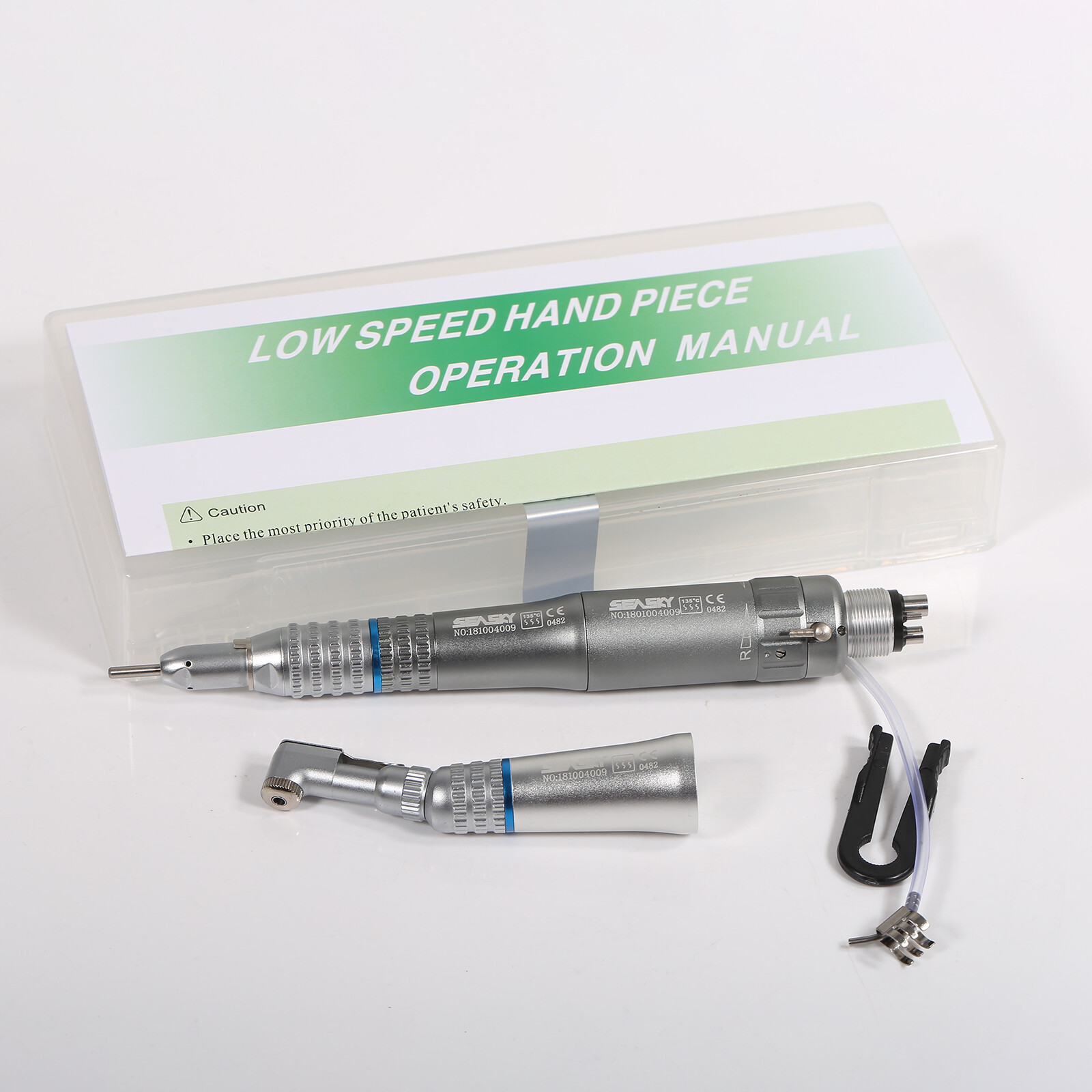 SEASKY Dental Slow Low Speed Handpiece Kit Contra Angle Straight Air Motor /Burs