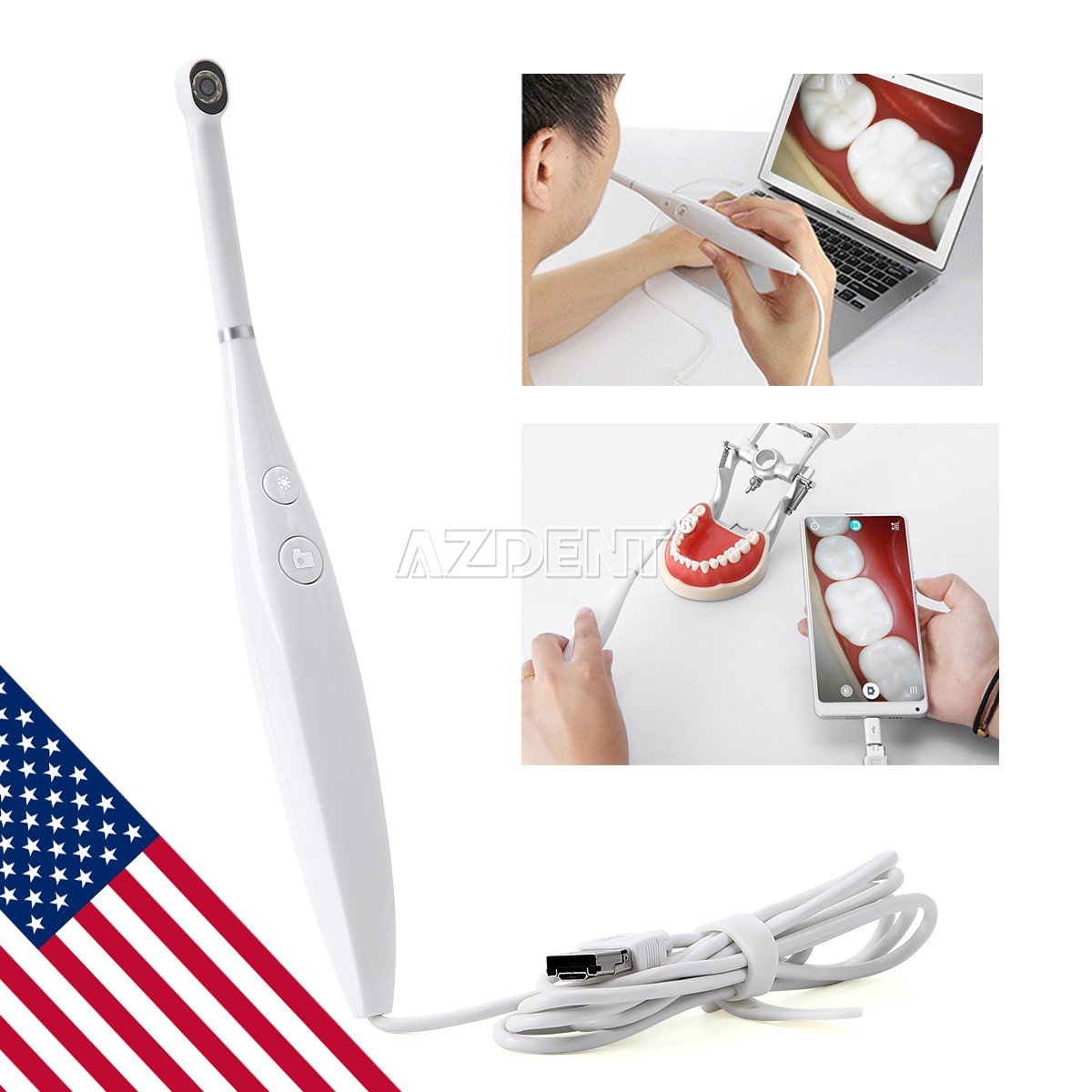 AZDENT Dental Intraoral Camera USB Imaging Intra Oral HD Camera 8 LED light