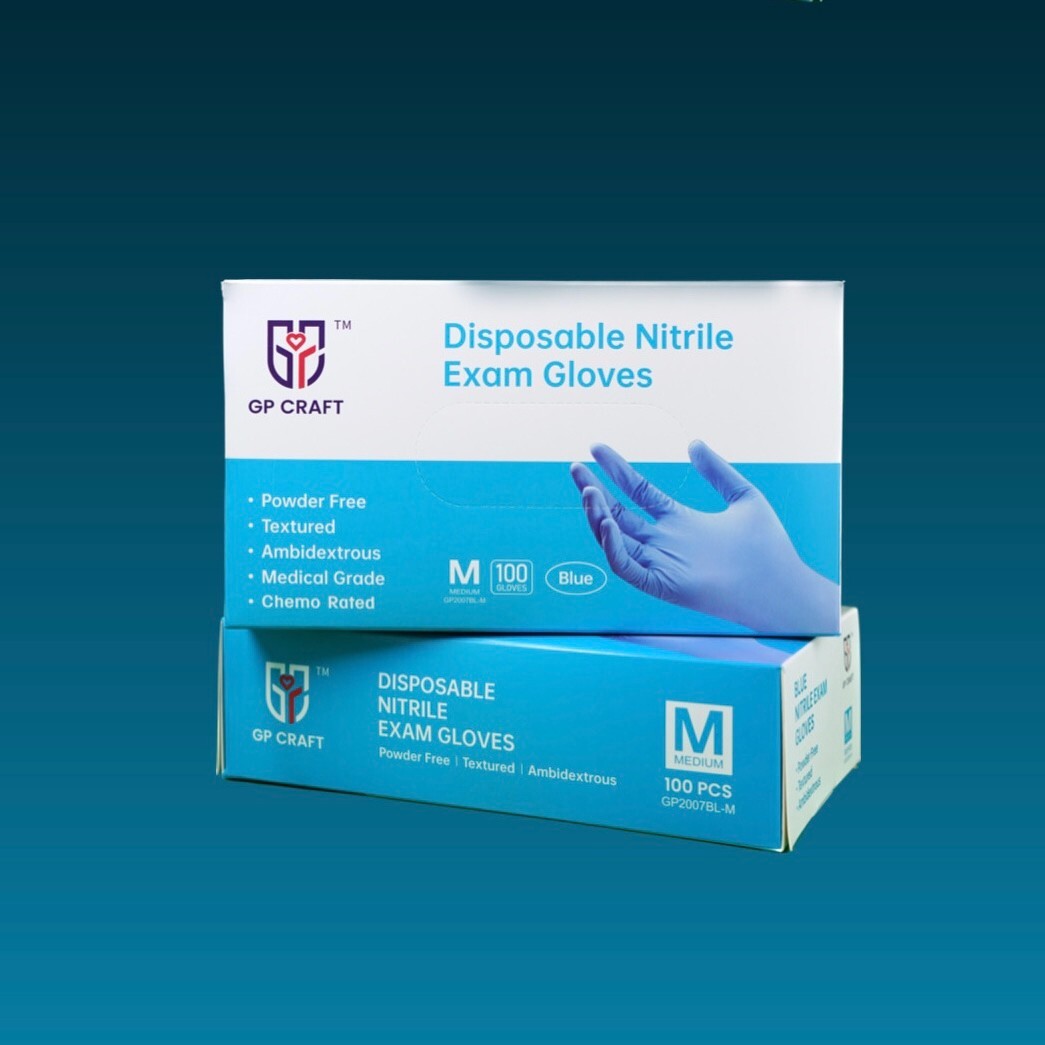GP CRAFT Disposable Nitrile Exam Gloves, 4 Mil, Blue, Chemo Rated, Case of 1000