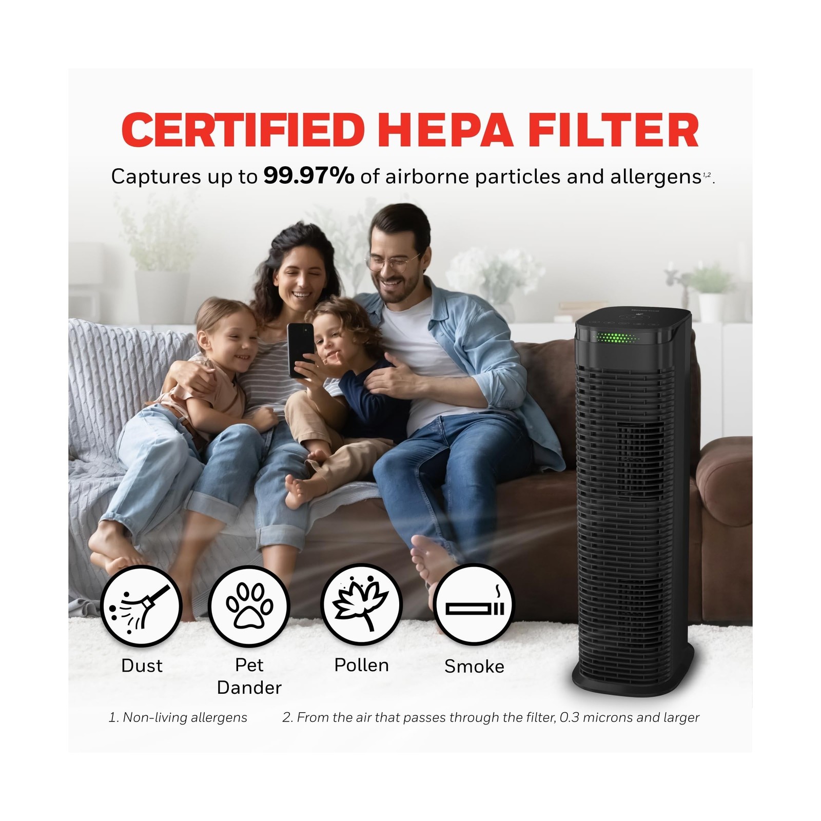 Honeywell HEPA Air Purifier for Home, 990 Ft² Rooms in 1 hour, HEPA… Fast