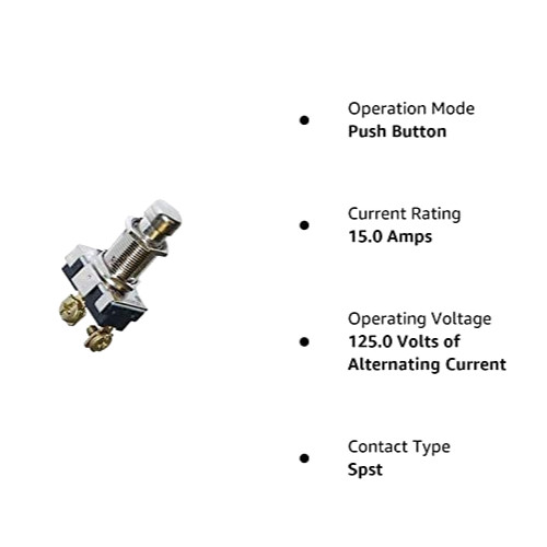 15A @ 125VAC – ON OFF – SPST Heavy Duty AC Push Button – 10A @ 250VAC – 30-1425