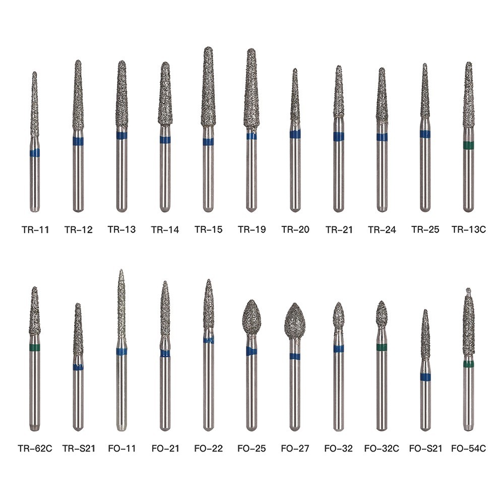 100 Types Dental FG Diamond Burs For High Speed Handpiece Friction Grip 50pcs