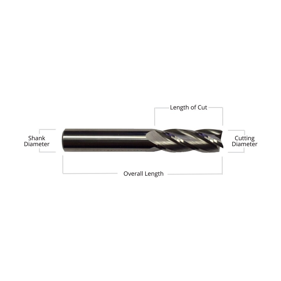 5 PCS 1/2″ 4 FLUTE CARBIDE END MILL – REGULAR LENGTH
