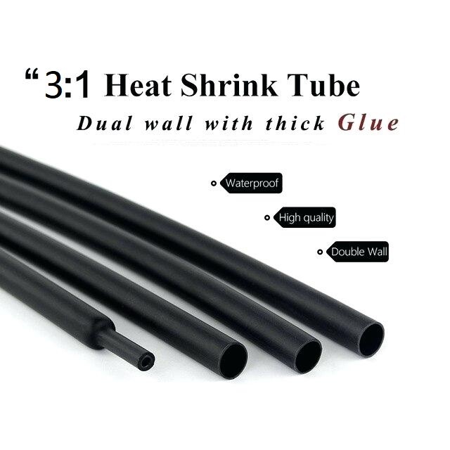 3:1 Dual Wall adhesive Heat shrink, Shrink Wrap tubing 1/4″ 6.4mm black 25 feet