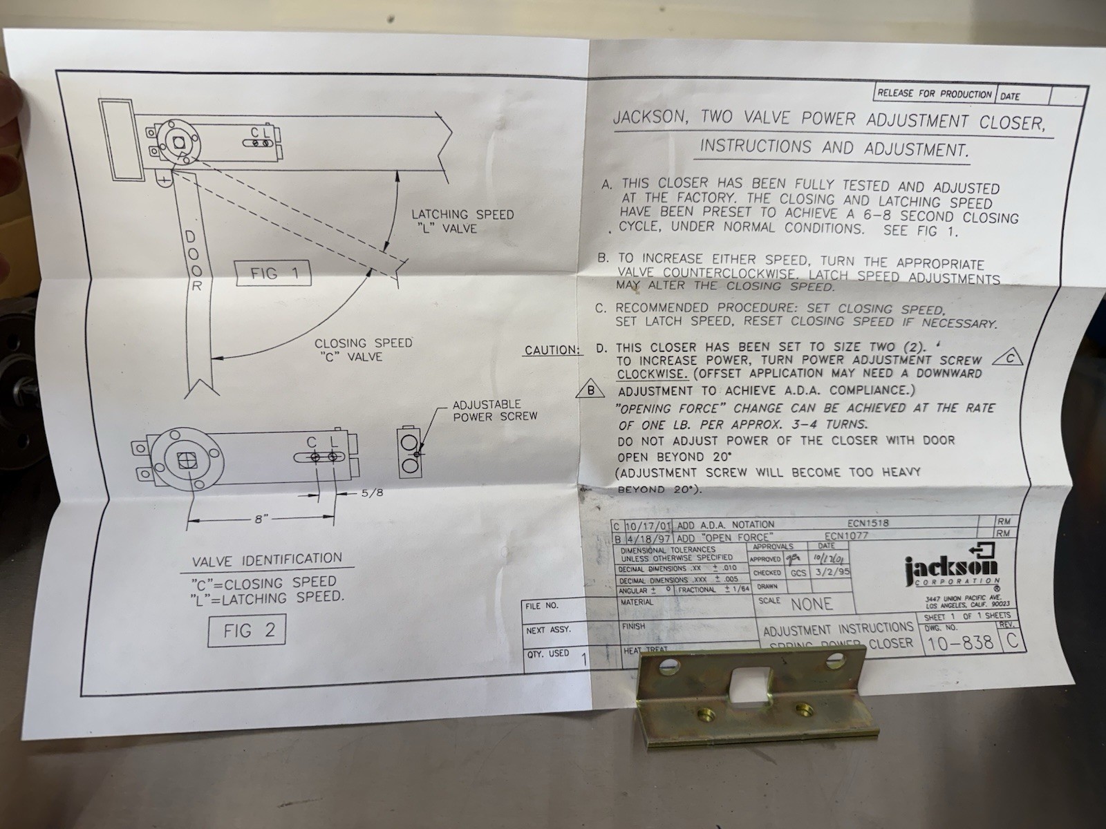 Quantity 3: Jackson Model 211, 105-NH-ADJ No Hold Door Closer Body