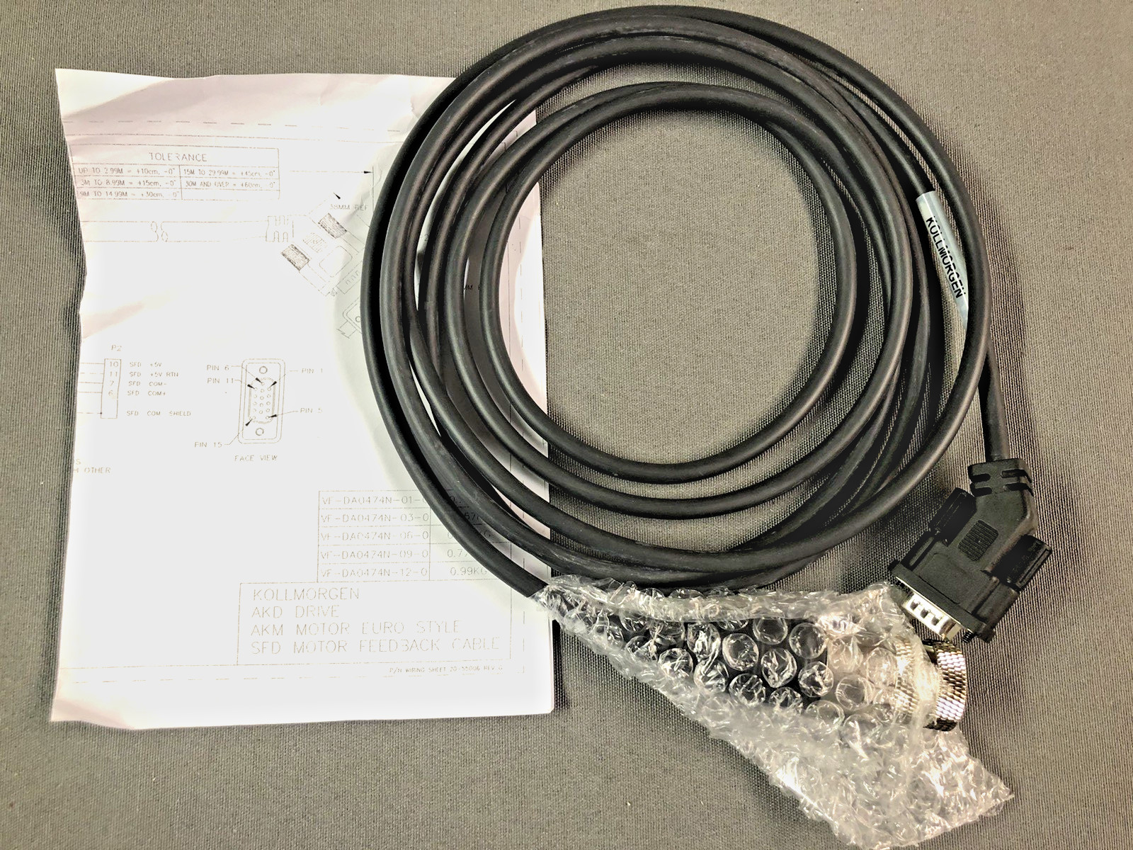 Kollmorgen VF-DA0474N-03-0 Encoder/Feedback Cable AKD/AKM/SFD 3m Long – Qty. 1