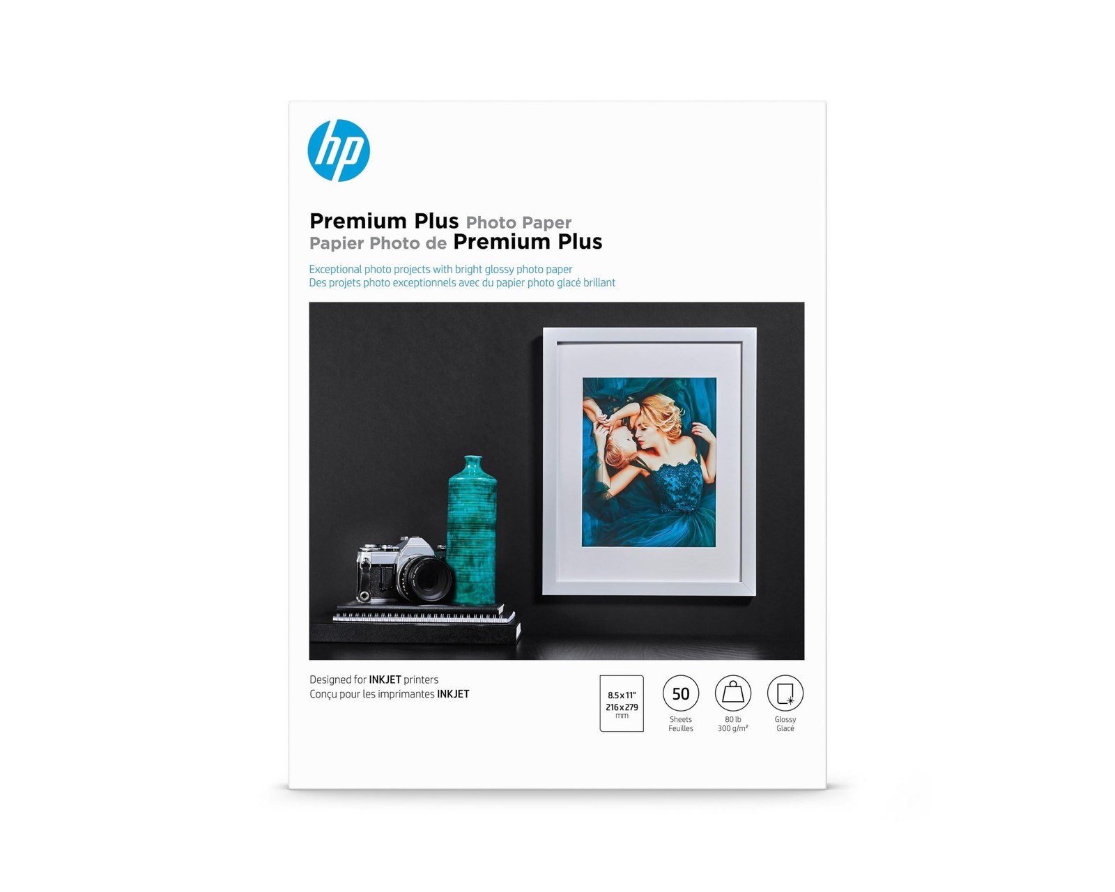 HP Premier Plus Photo Paper Inkjet 8.50″x11″ Glossy White Single 50 Sheet Pack