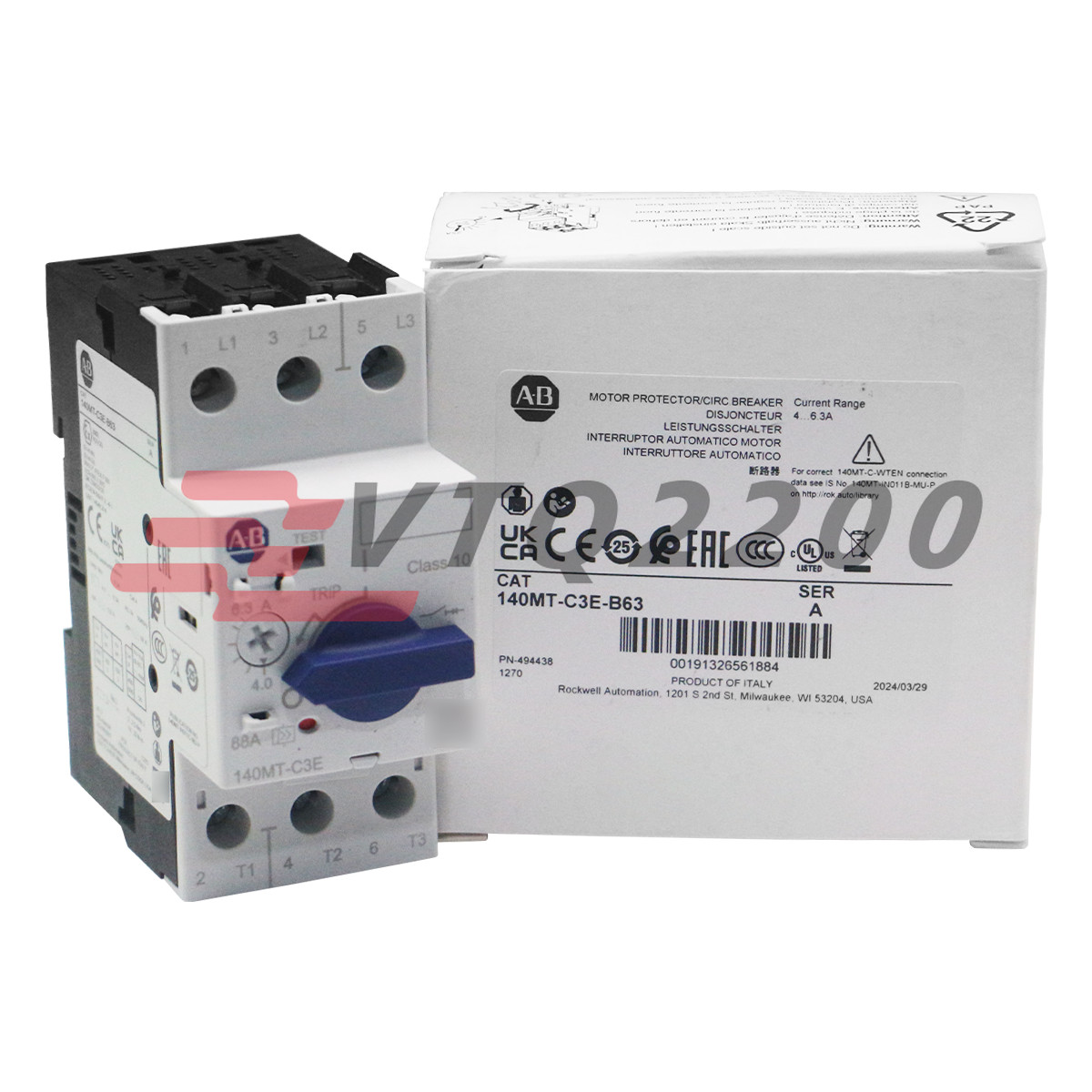 New AB 140MT-C3E-B63 Motor Protection Circuit Breaker Standard Magnetic Trip