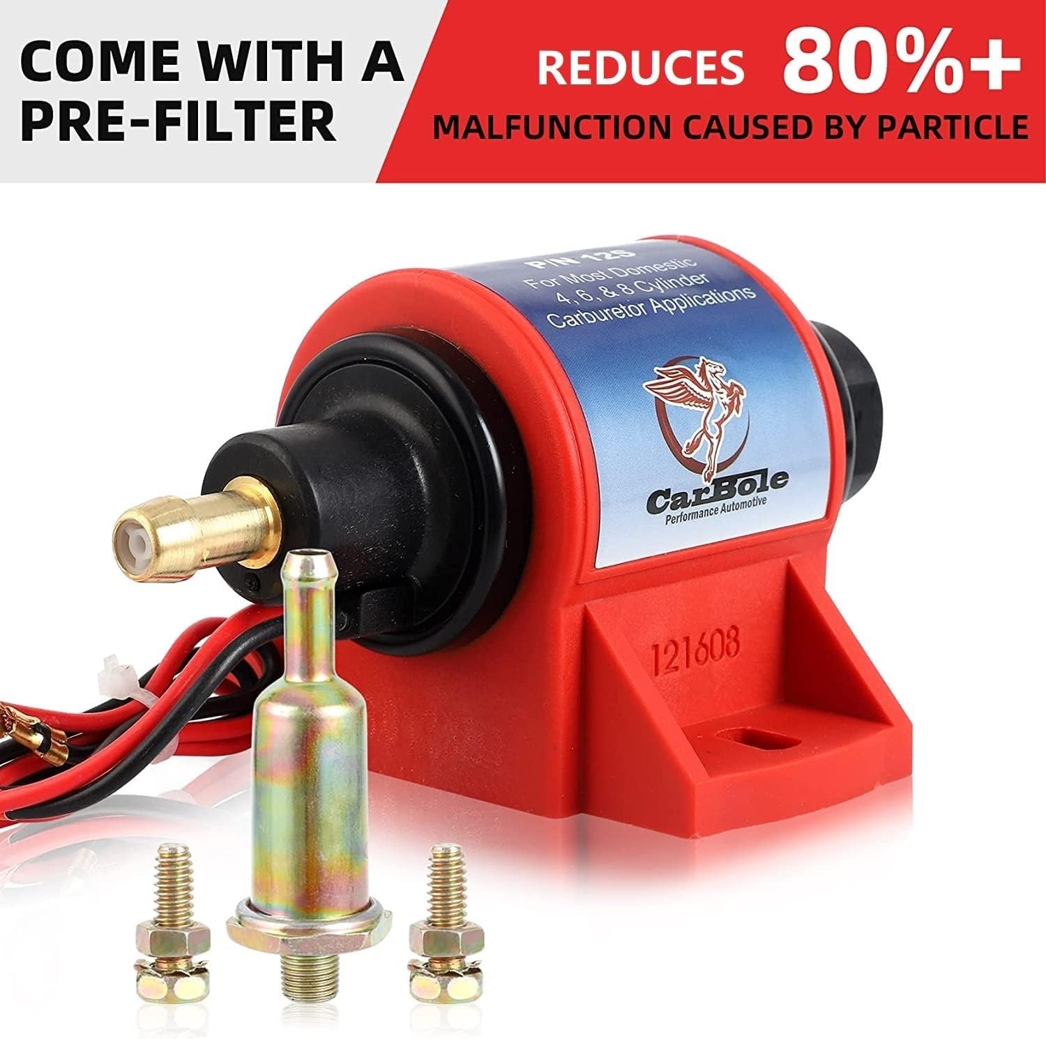 Micro Electric Gasoline Fuel Pump Universal 5/16 inch Inlet and Outlet 12V 1-2A