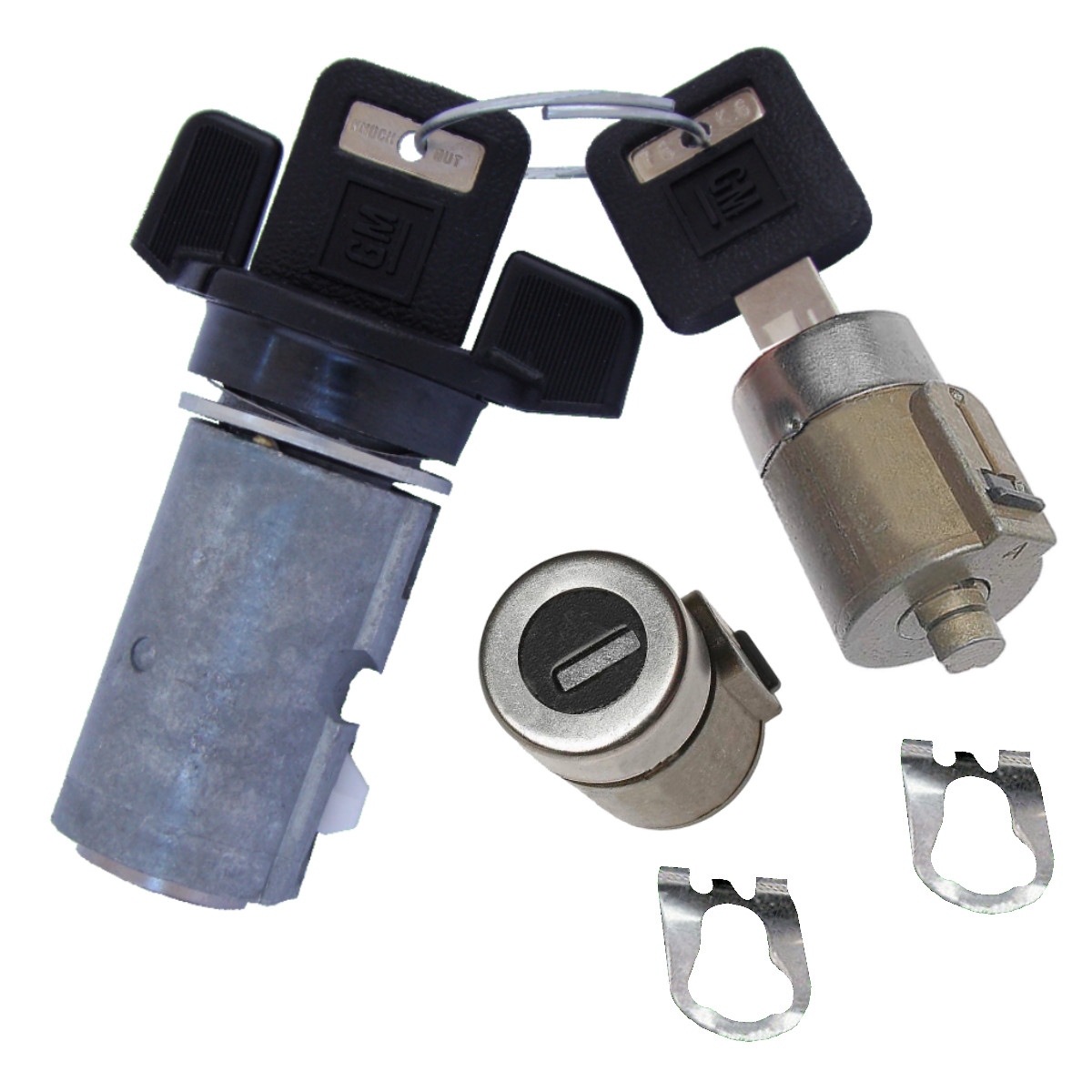 GM OEM Ignition Key Switch Lock Cylinder & Door Lock Tumbler Barrel Set 2 Keys