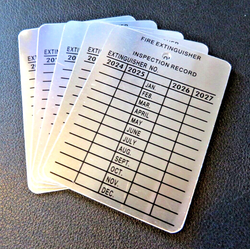 ✅🔥🧯50-METAL FIRE EXTINGUISHER 4-YEAR INSPECTION TAGS 2024-2025-2026-2026🚒
