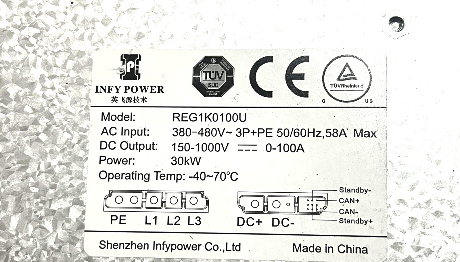 Infypower REG1K0100U 30kW EV Fast Charger 1000V Rectifier AC-DC Power Module