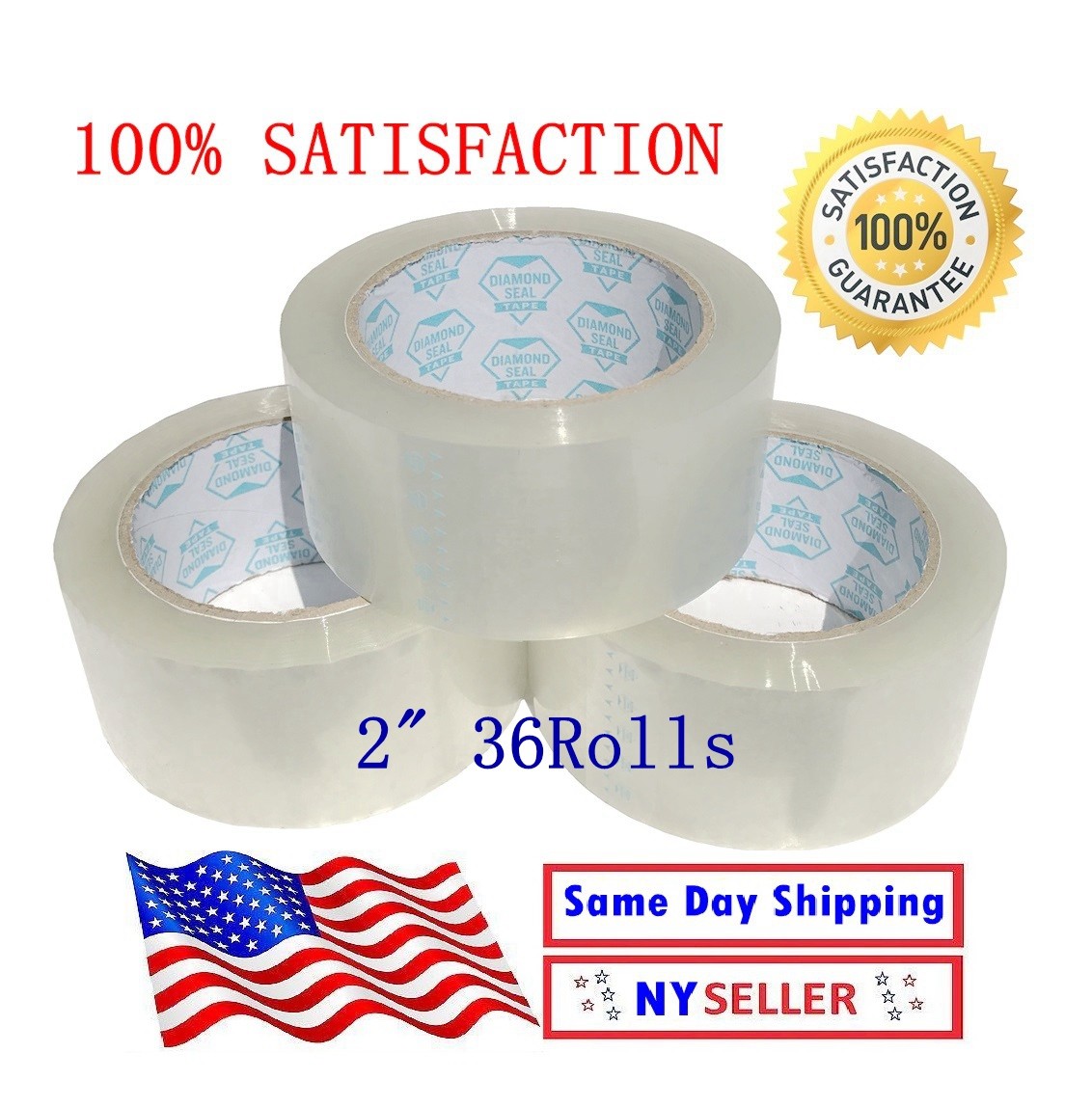 Tape Clear Packaging Shipping Tape, 2-Inches x 110 YDS, Pack of 36
