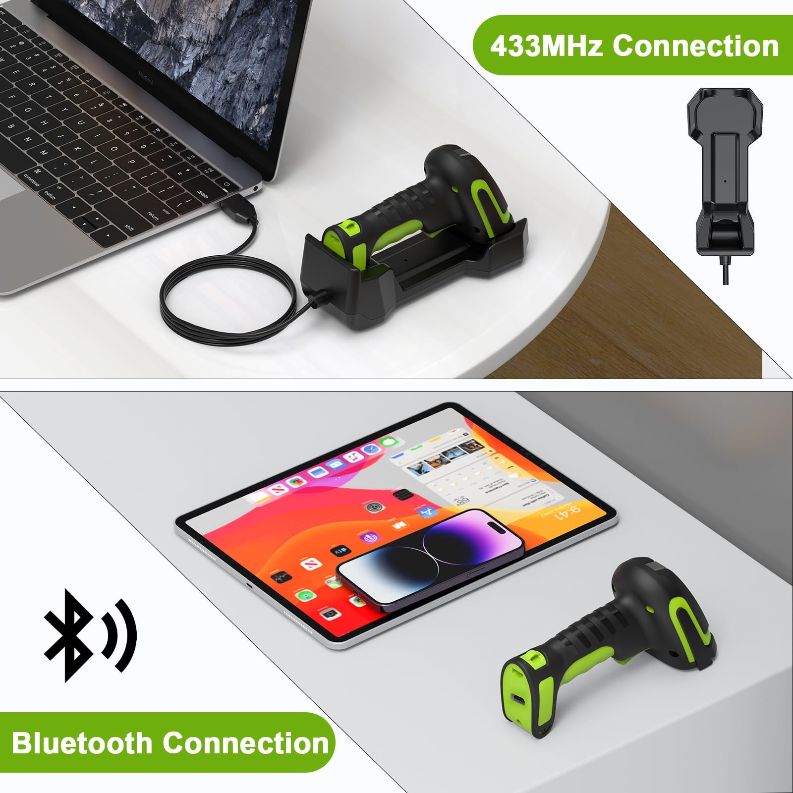 Upgraded 2D Wireless Industrial Barcode Scanner With Charging Base, Bluetooth…