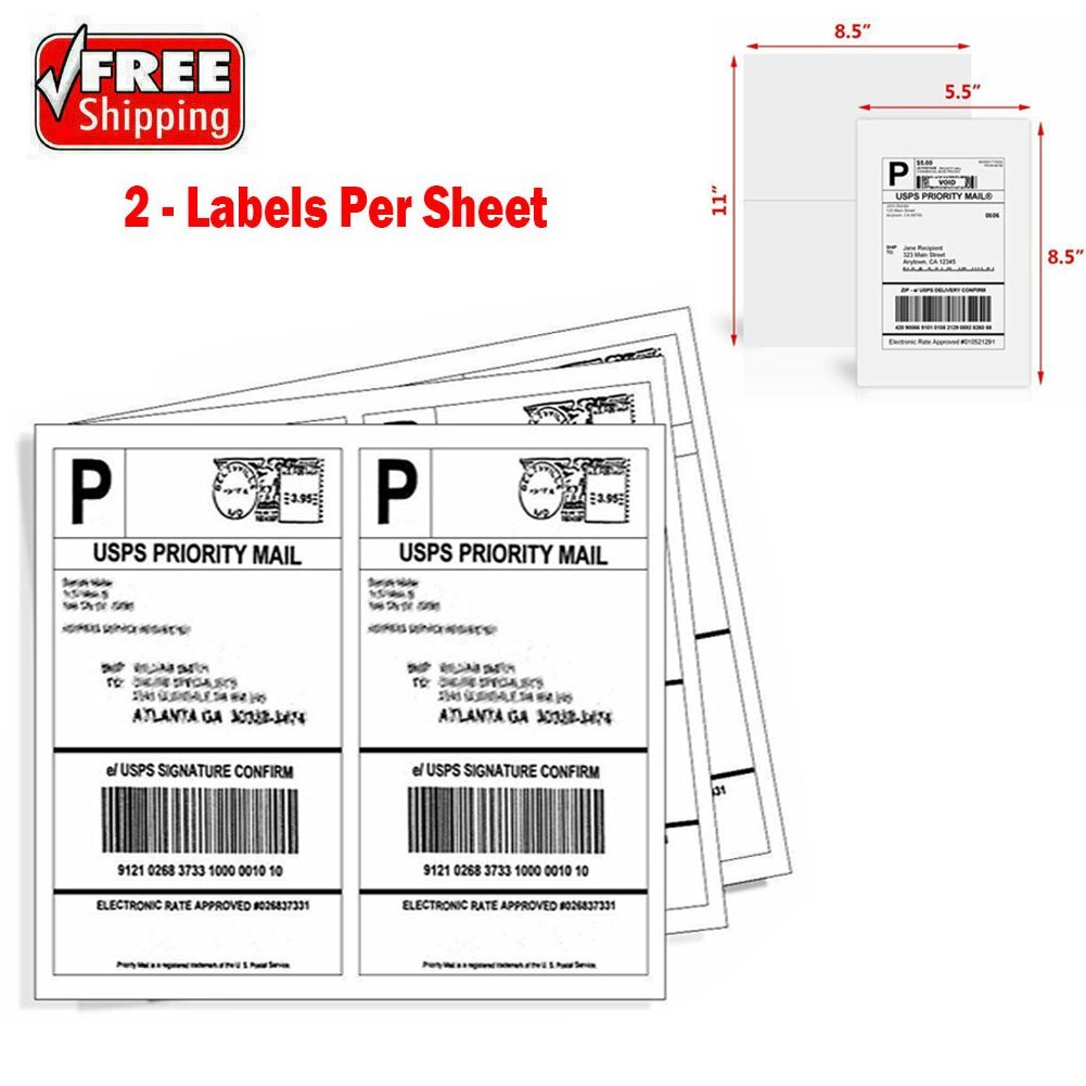 200-10000 8.5×5.5 Shipping Address Labels Half Sheet Self Adhesive for Laser ink