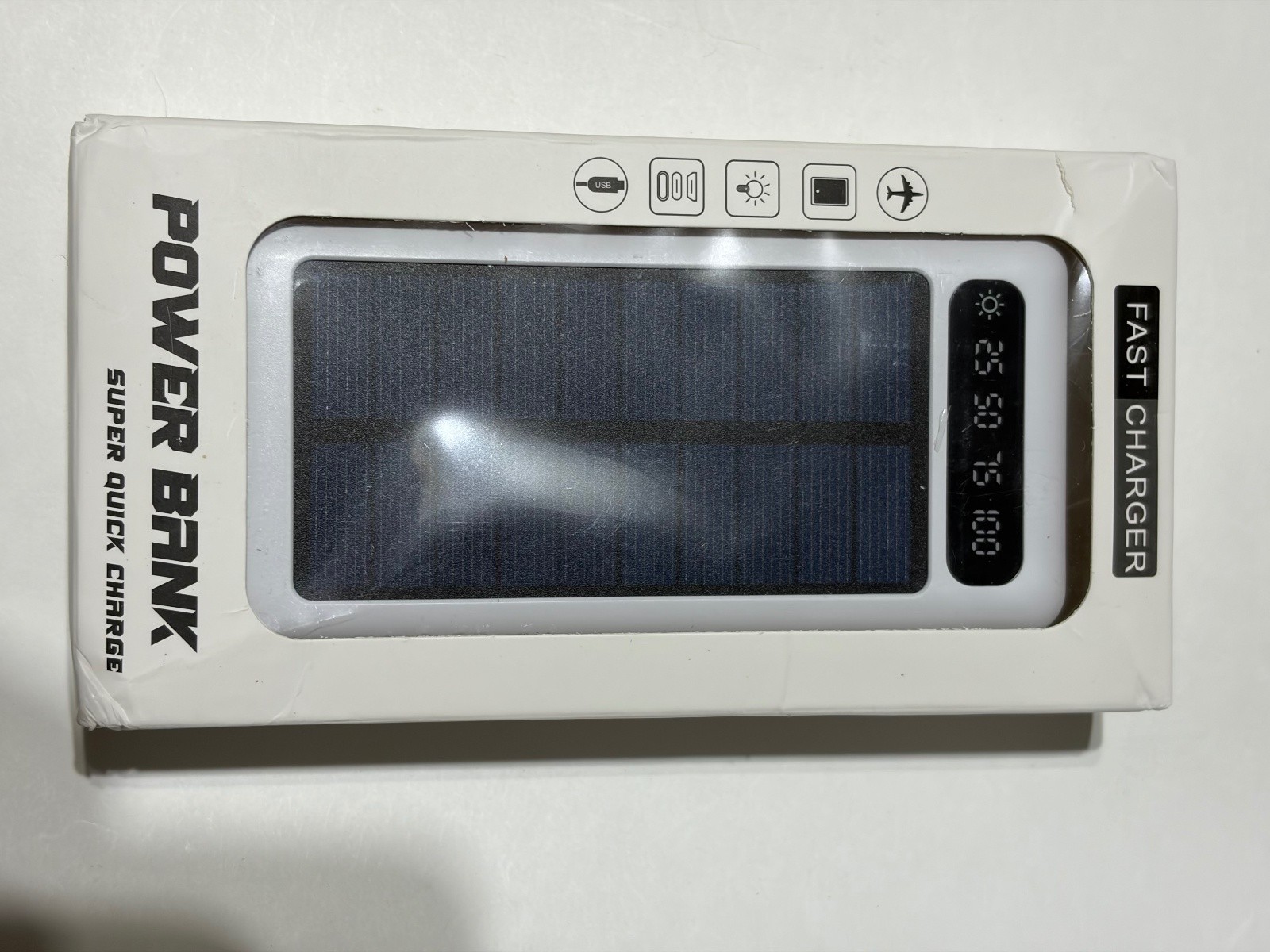 Solar Power Bank Portable USB External Battery Charger with LCD Display