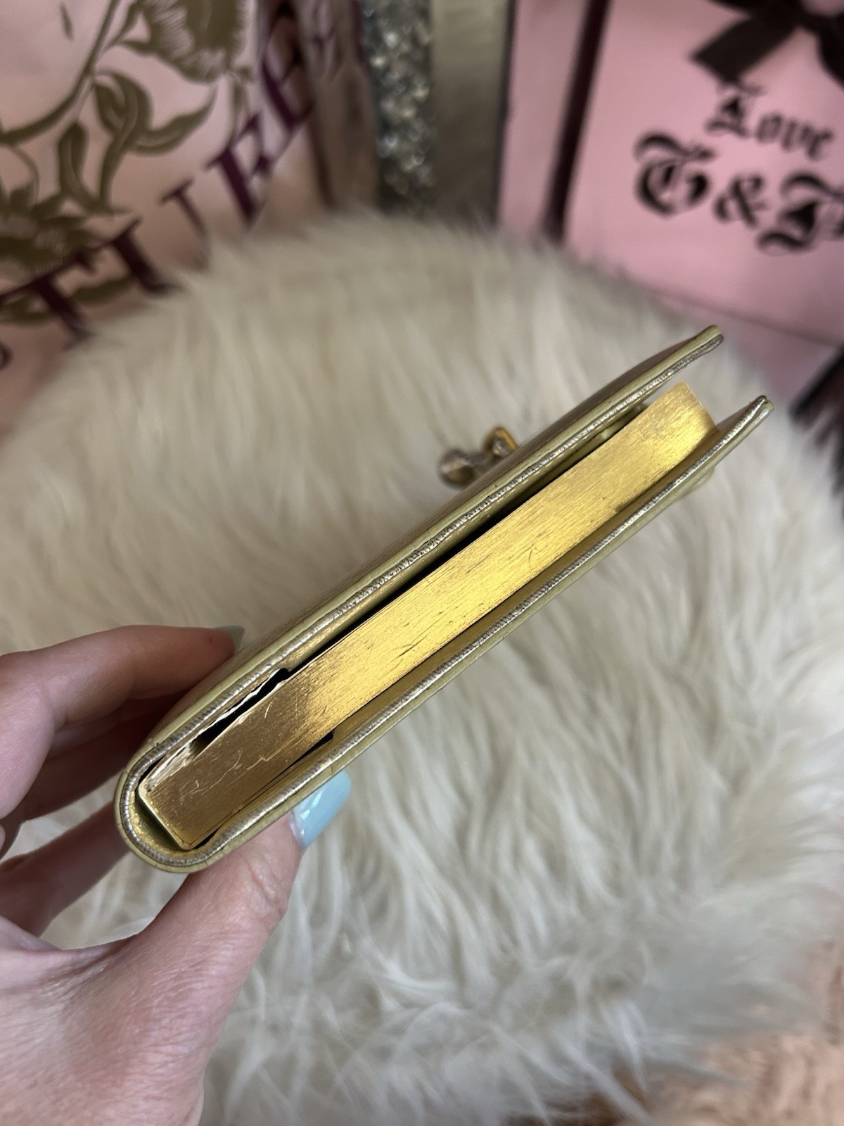 Y2K VINTAGE JUICY COUTURE METALLIC GOLD LEATHER JOURNAL DIARY RARE
