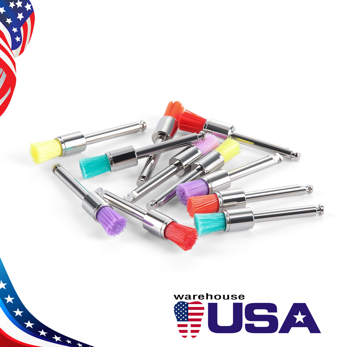 100 Brush Dental Nylon Materials Closure Latch Flat Type Rainbow Polishing Brush