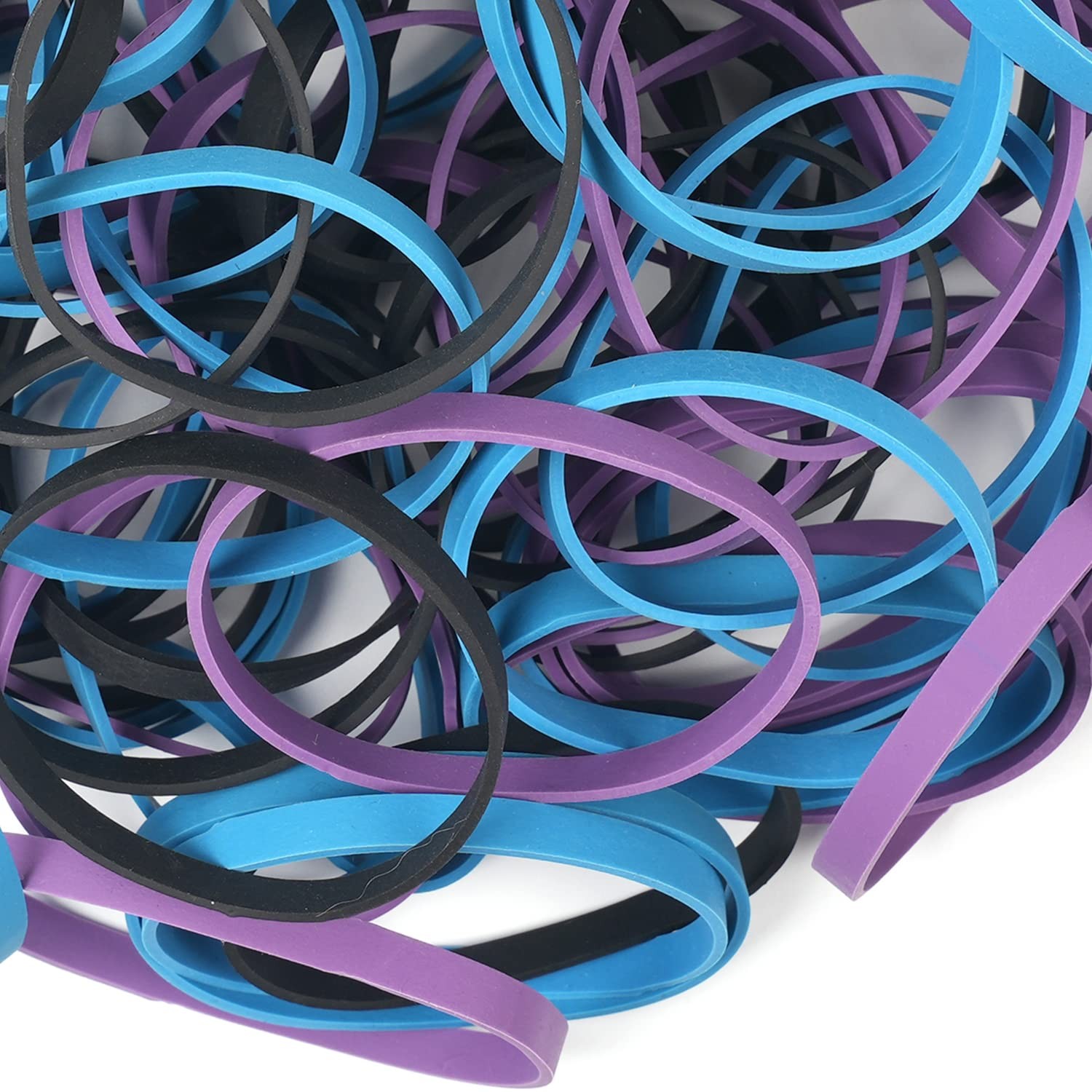 AMUU Rubber Bands Size #64 227G/0.5 Lb Purple Blue Black Rubber Bands for Office